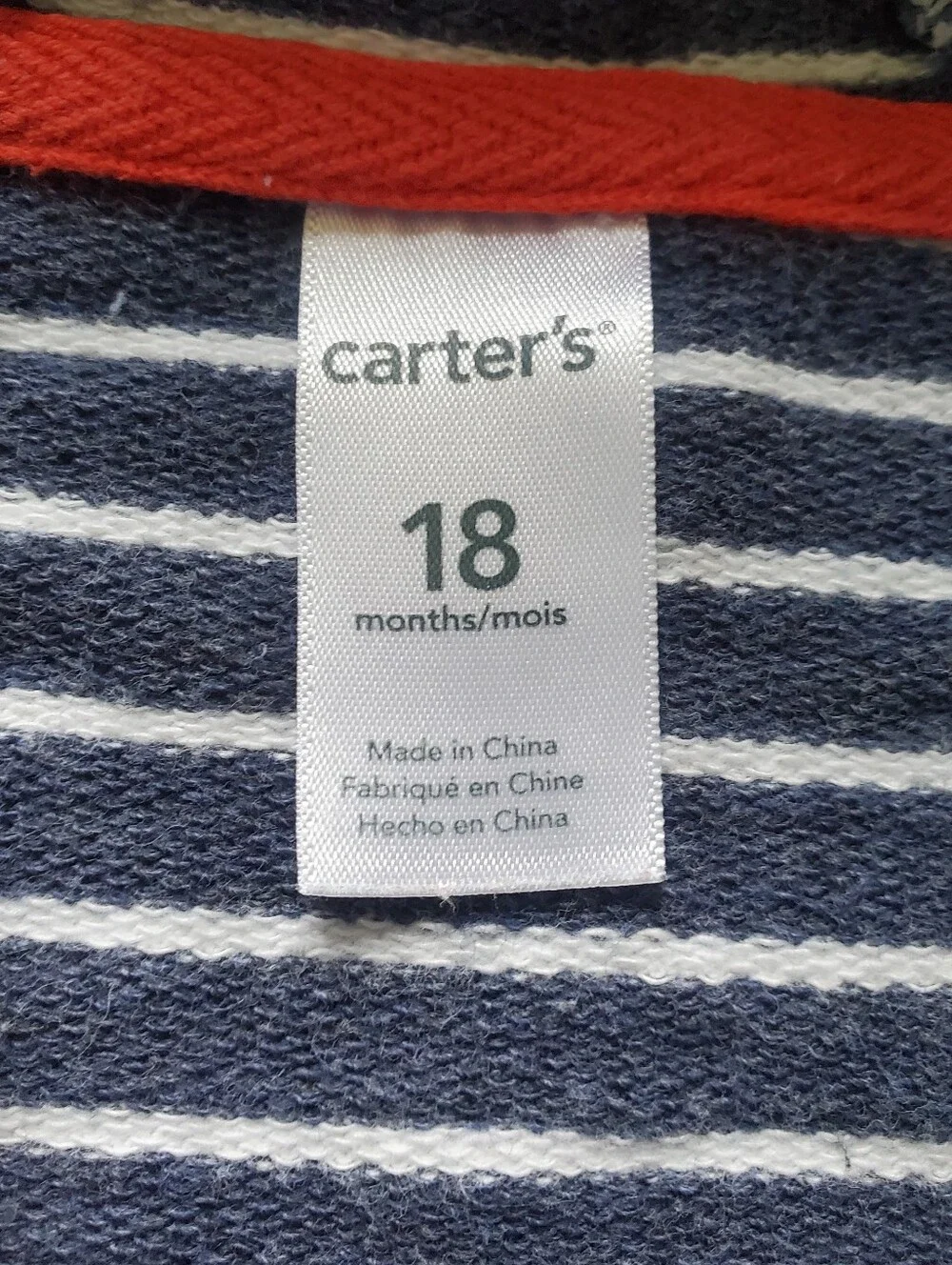 Carter's Baby Boy 12-18M Striped Hoodie Set - Light Aqua & Navy